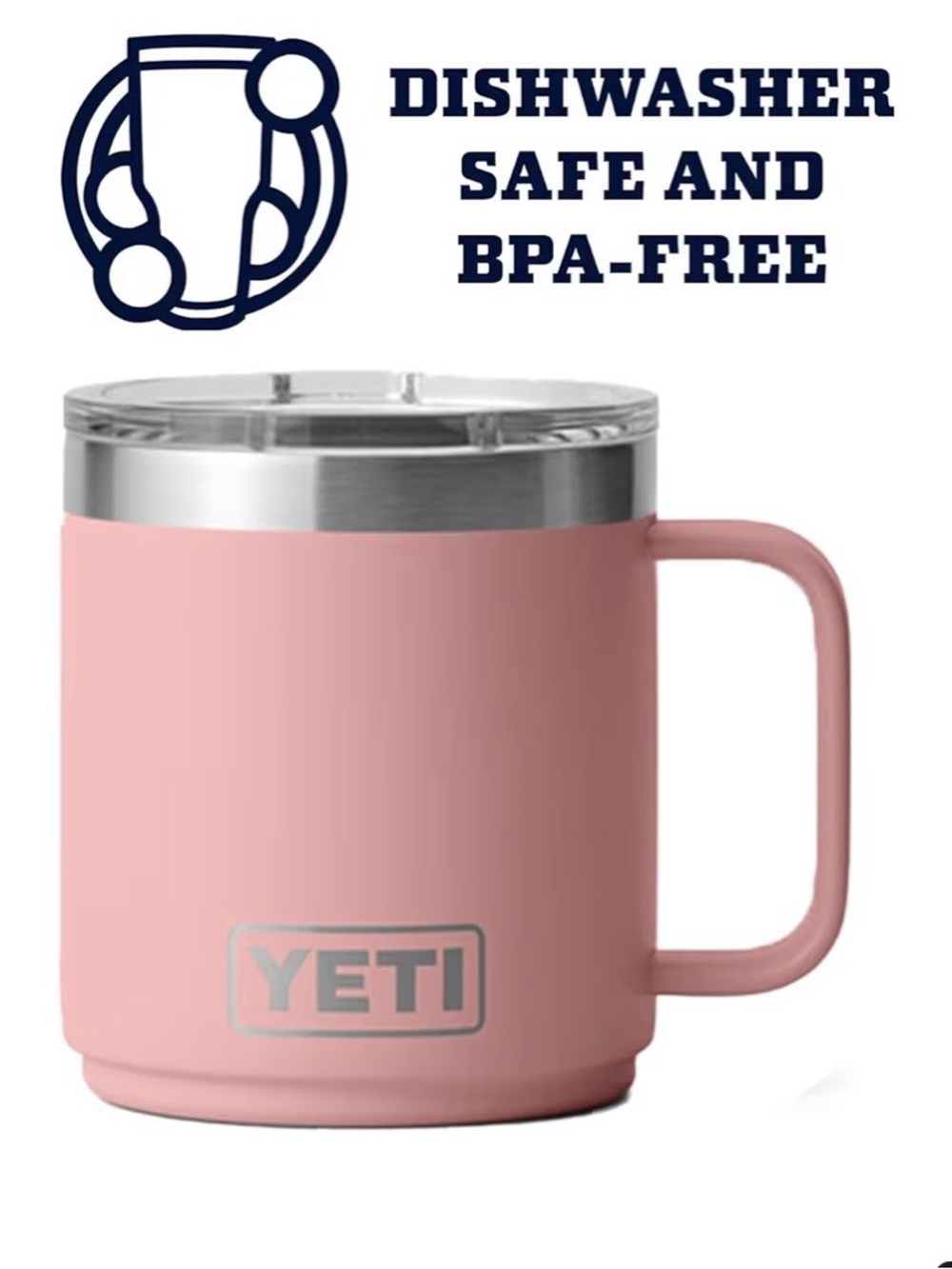 YETI 10 oz Mug, with MagSlider Lid, Sandstone Pink